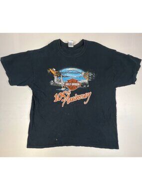Harley-Davidson Men XL Black 105th Anniversary Milwaukee T-Shirt Graphic Tee